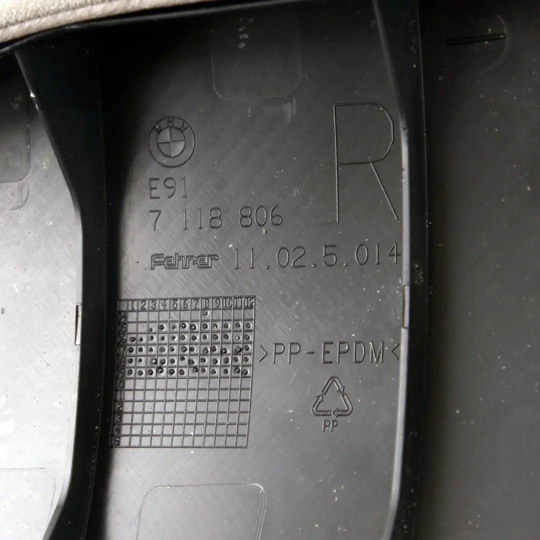 Side Finisher Rear Seat Bench Right O/S Touring Leather Dakota Grey to BMW E91 LCI with Part number 7246580 BMW E91 LCI Side Finisher Rear Seat Bench Right O/S Touring Leather Dakota Grey - SKU 7246580 - Part number 7246580