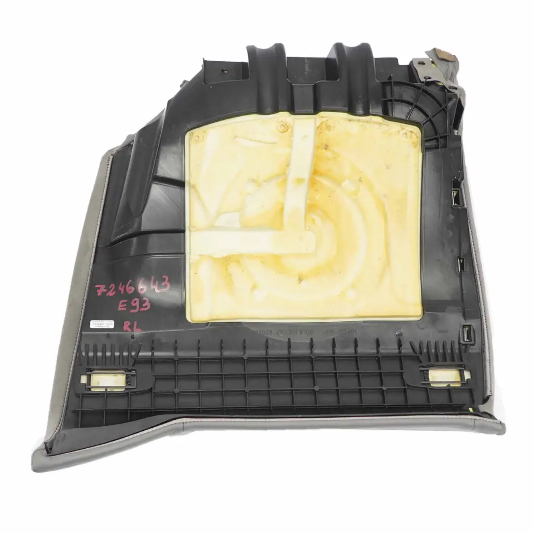 BMW E93 Cabrio Asiento Convertible Cojín Trasero Izquierdo Tapa Cuero Gris - SKU 7246643 - Número de pieza 7246643