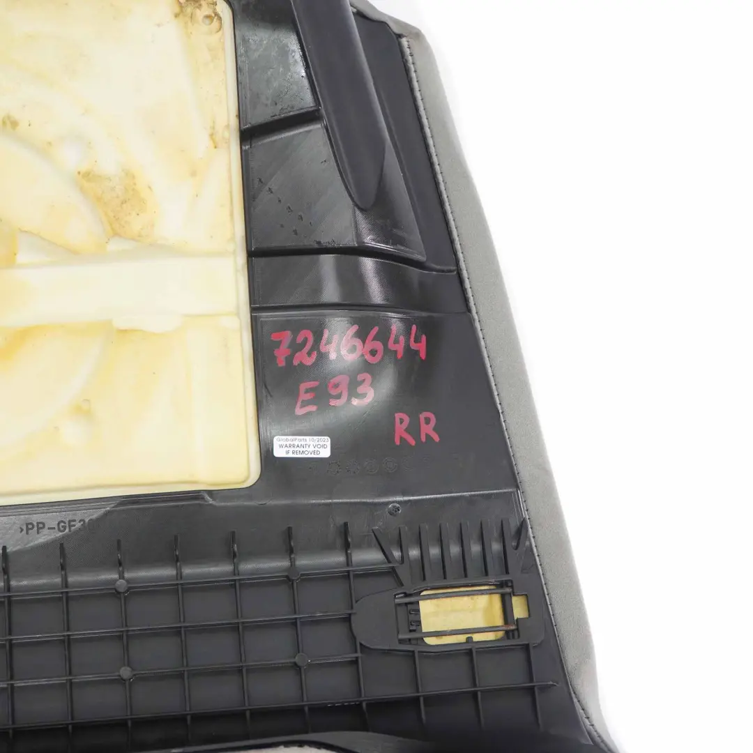 BMW E93 Cabrio Asiento Convertible Cojín Trasero Derecho Tapa Cuero Gris - SKU 7246644 - Número de pieza 7246644