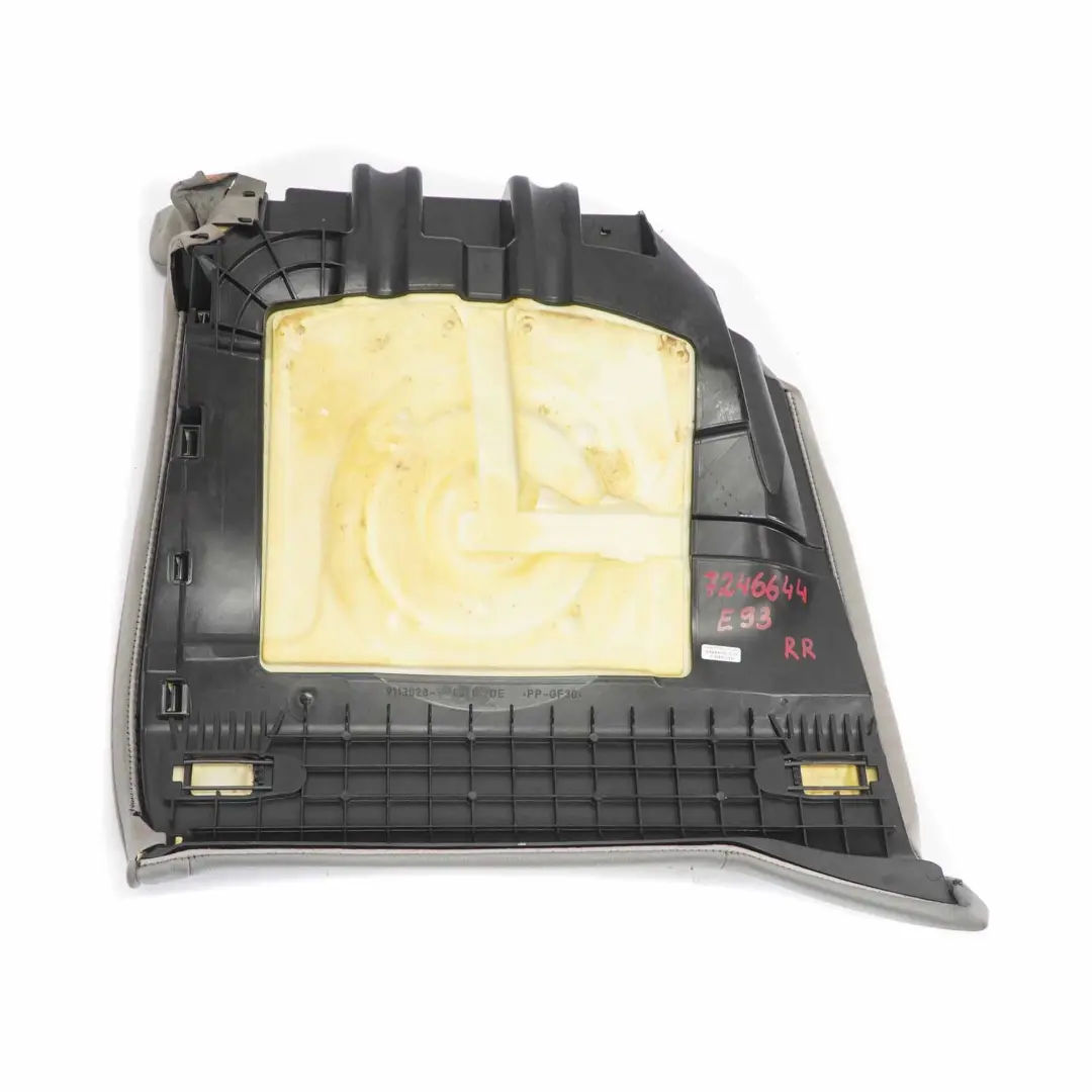 BMW E93 Cabrio Asiento Convertible Cojín Trasero Derecho Tapa Cuero Gris - SKU 7246644 - Número de pieza 7246644