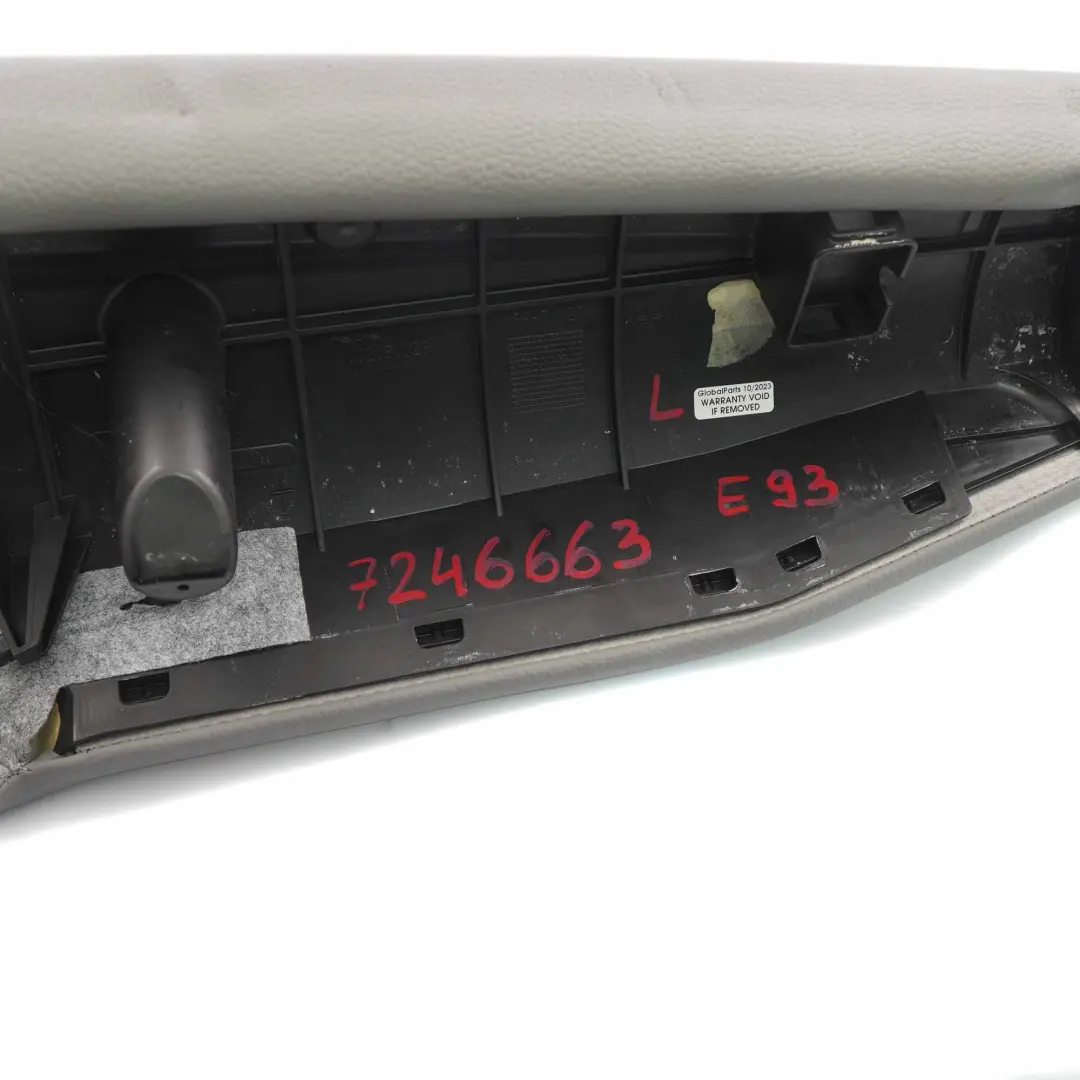 BMW E93 Panel Lateral Asiento Trasero Izquierdo Tapa Acabado Cuero Gris - SKU 7246663 - Número de pieza 7246663