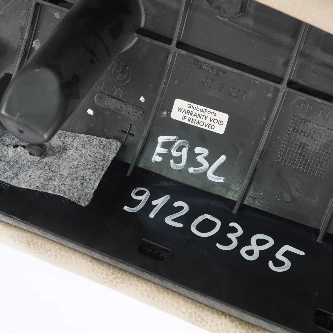 Side Finisher Rear Seat Left N/S Leather Covering Panel Cream Beige to BMW E93 with Part number 7246665 BMW E93 Side Finisher Rear Seat Left N/S Leather Covering Panel Cream Beige - SKU 7246665 - Part number 7246665