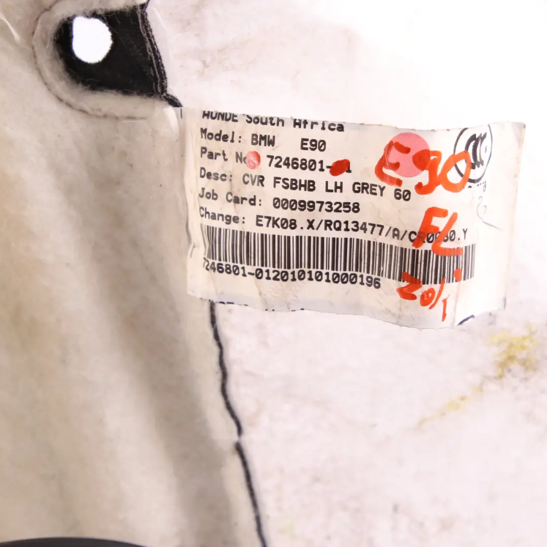 Backrest Front Left N/S Heated Cover Leather Dakota Grey to BMW E90 LCI Seat with Part number 7246801 BMW E90 LCI Seat Backrest Front Left N/S Heated Cover Leather Dakota Grey - SKU 7246801 - Part number 7246801