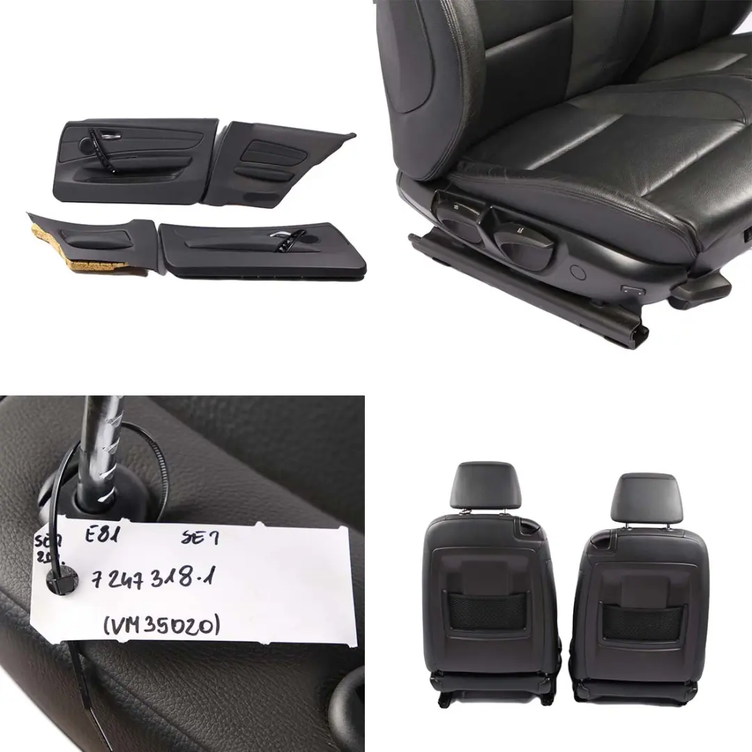 Leather Seats M Sport Black Front Rear Seat Sofa Bench with Door Cards to BMW E81 with Part number 7247318 BMW E81 Leather Seats M Sport Black Front Rear Seat Sofa Bench with Door Cards - SKU 7247318-1 - Part number 7247318