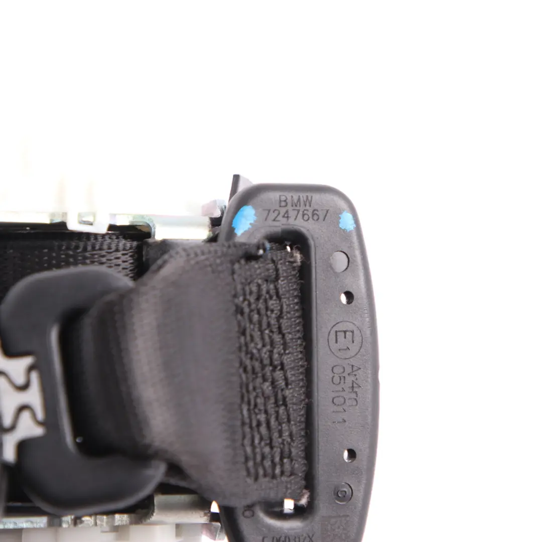 Belt BMW F10 F06 Center Upper Black Safety Belt to Rear Seat with Part number 7247667 Rear Seat Belt BMW F10 F06 Center Upper Black Safety Belt - SKU 7247667 - Part number 7247667