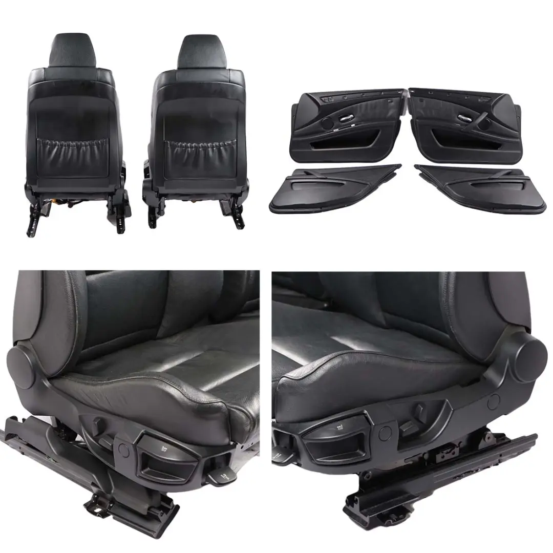 BMW 5 Series E60 LCI Sport Heated Black Leather Interior Seats With Door Cards - SKU 7249491-1 - Part number 7249491