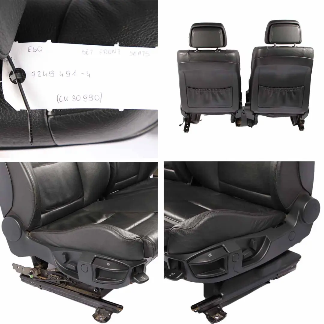 Leather Seats BMW E60 Sport Black Dakota Interior Front Driver Passenger Seat to with Part number 7249491 Leather Seats BMW E60 Sport Black Dakota Interior Front Driver Passenger Seat - SKU 7249491-4 - Part number 7249491