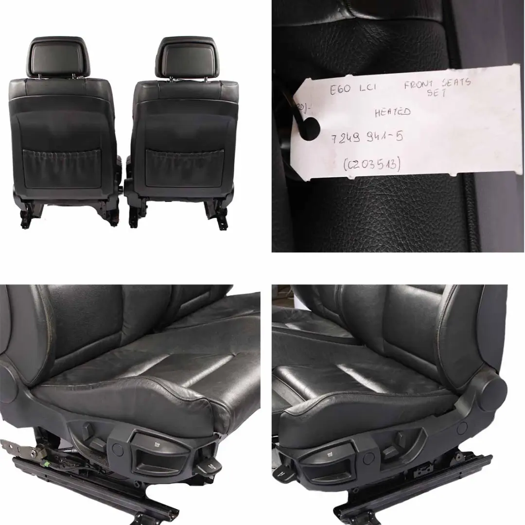  Leather Seats BMW E60 E61 LCI Sport Heated Black Dakota Interior Front Seat - SKU 7249491-5 - Part number 7249491