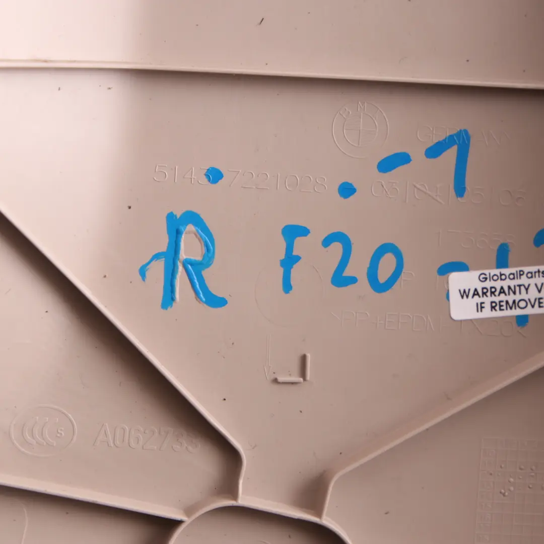 B-Pillar BMW F20 Cover Column Bottom Interior Trim Right O/S Oyster 7221028 to with Part number 7250204 B-Pillar BMW F20 Cover Column Bottom Interior Trim Right O/S Oyster 7221028 - SKU 7250204 - Part number 7250204