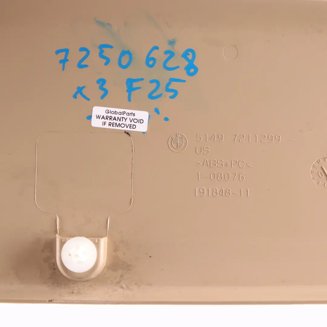 Boot Top Upper Inner Trim Panel Cover Beige 7211299 to BMW X3 F25 Tailgate with Part number 7250628 BMW X3 F25 Tailgate Boot Top Upper Inner Trim Panel Cover Beige 7211299 - SKU 7250628 - Part number 7250628