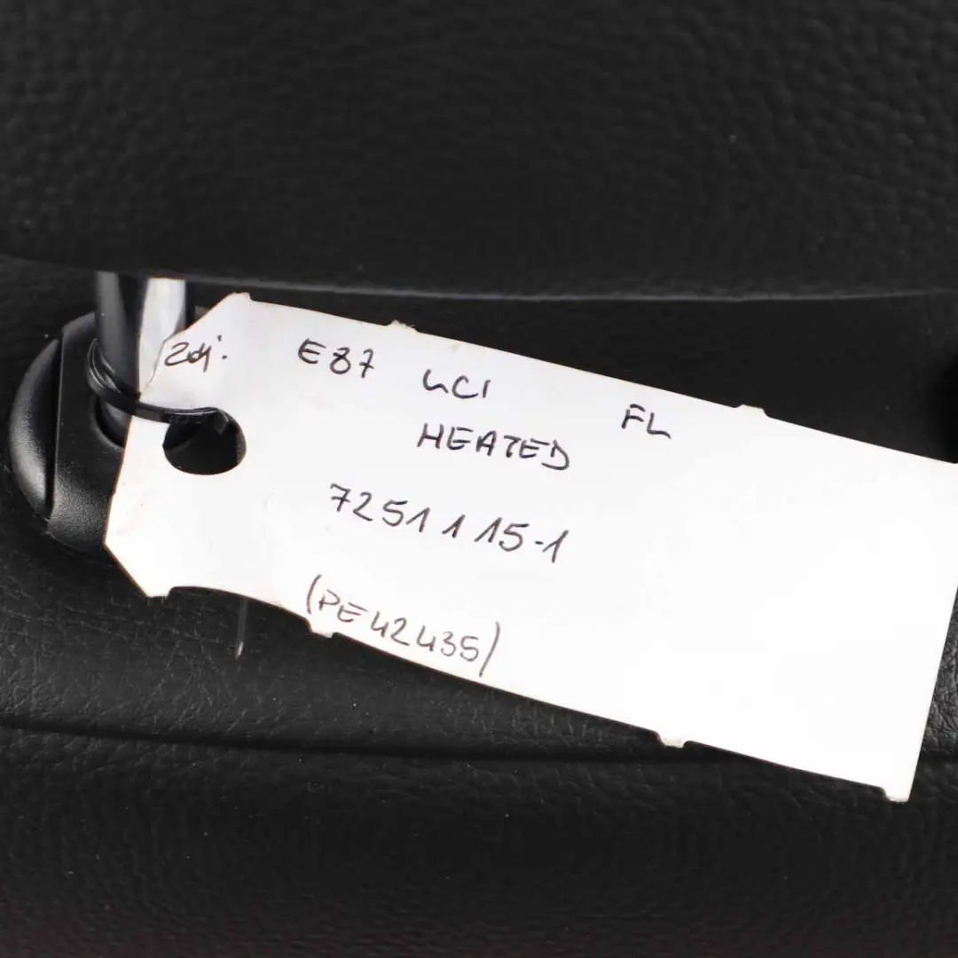 Front Seat Left N/S Leather Boston Black Interior Heated to BMW E87 with Part number 7251116 BMW E87 Front Seat Left N/S Leather Boston Black Interior Heated - SKU 7251116-1 - Part number 7251116