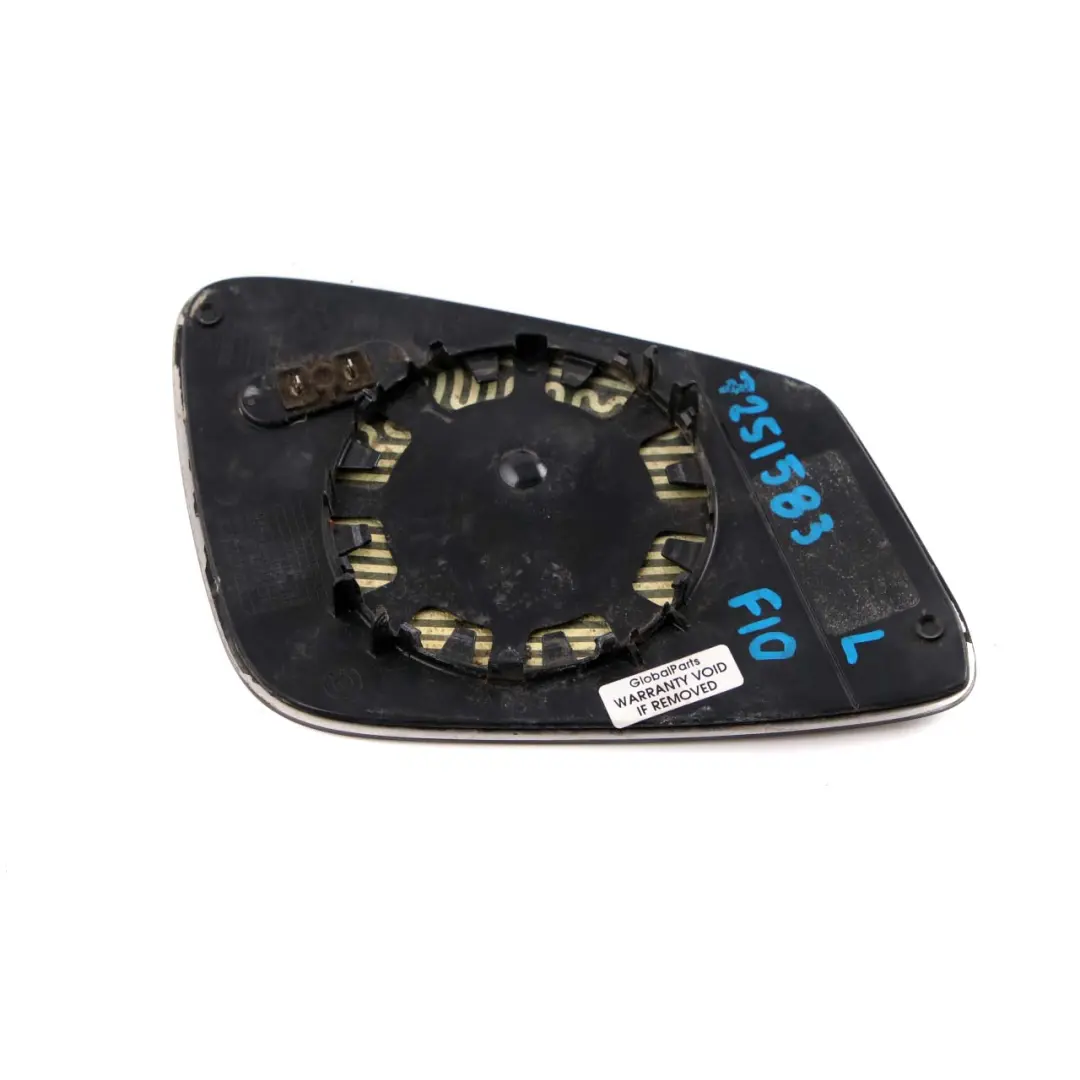 Left N/S Wing Mirror Glass Wide Angle Heated to BMW 5 6 Series F10 F11 F12 with Part number 7251583 BMW 5 6 Series F10 F11 F12 Left N/S Wing Mirror Glass Wide Angle Heated - SKU 7251583 - Part number 7251583