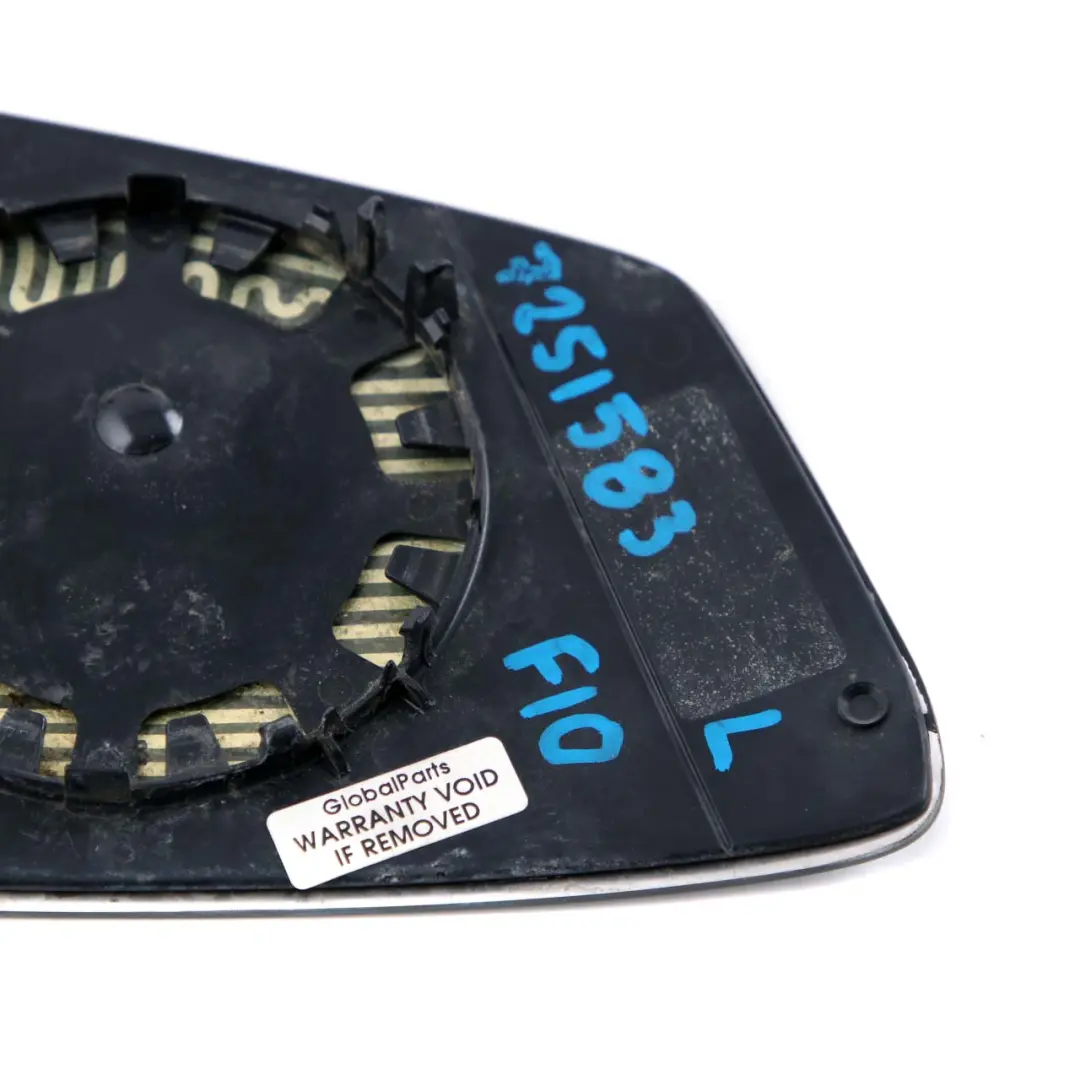 Left N/S Wing Mirror Glass Wide Angle Heated to BMW 5 6 Series F10 F11 F12 with Part number 7251583 BMW 5 6 Series F10 F11 F12 Left N/S Wing Mirror Glass Wide Angle Heated - SKU 7251583 - Part number 7251583