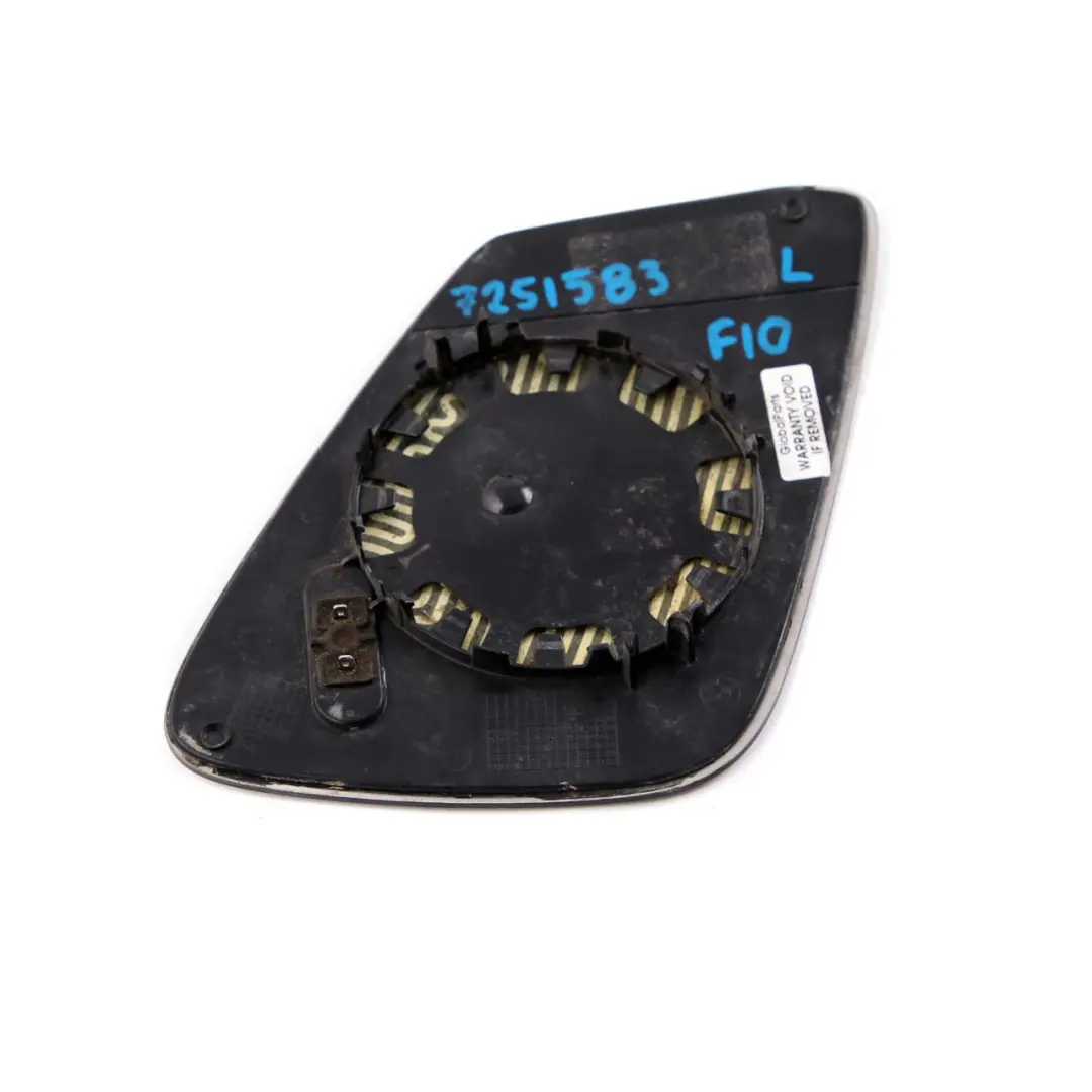 Left N/S Wing Mirror Glass Wide Angle Heated to BMW 5 6 Series F10 F11 F12 with Part number 7251583 BMW 5 6 Series F10 F11 F12 Left N/S Wing Mirror Glass Wide Angle Heated - SKU 7251583 - Part number 7251583