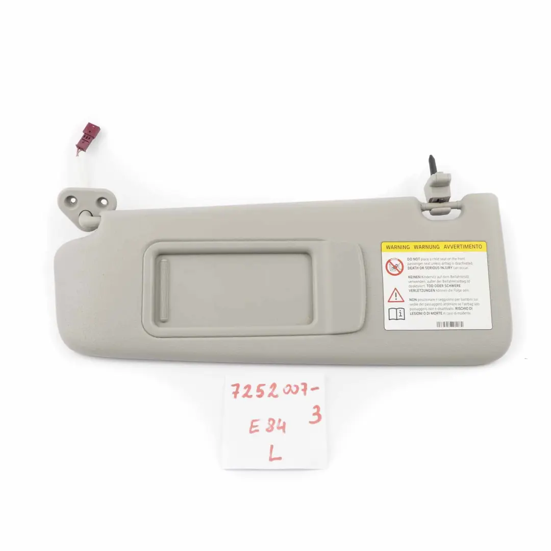 Daszek Osłona Przeciwsłoneczna Lewa Szara do BMW X1 E84 E90 E91 o numerze 7252007 BMW X1 E84 E90 E91 Daszek Osłona Przeciwsłoneczna Lewa Szara - SKU 7252007-3 - Numer Części 7252007