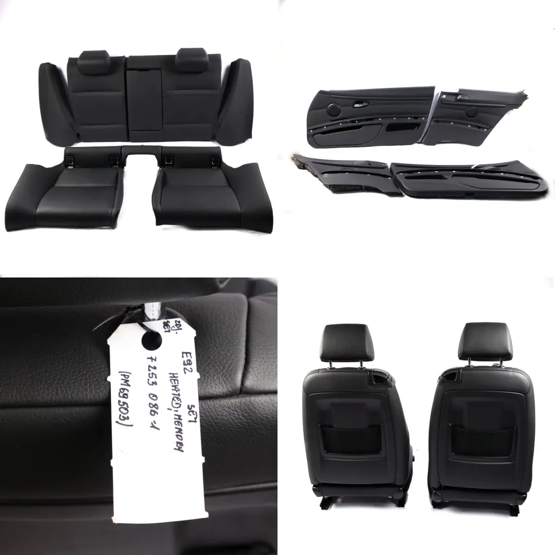  Seats M Sport BMW E92 Coupe Heated Memory Black Leather Interior Seat Set - SKU 7253086-1 - Part number 7253086
