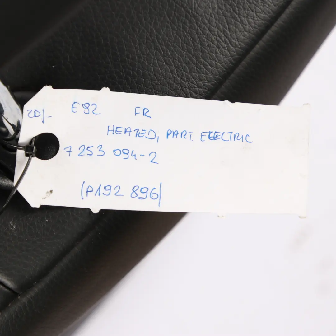  Asiento Delantero BMW E92 M Sport Calefactable Derecho Interior Cuero Negro - SKU 7253094-2 - Número de pieza 7253094