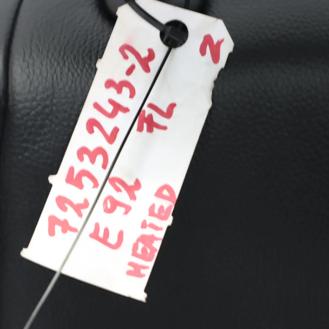 BMW E92 Asiento Delantero Izquierdo Calefaccionado Interior Cuero Negro Dakota - SKU 7253243-2 - Número de pieza 7253243