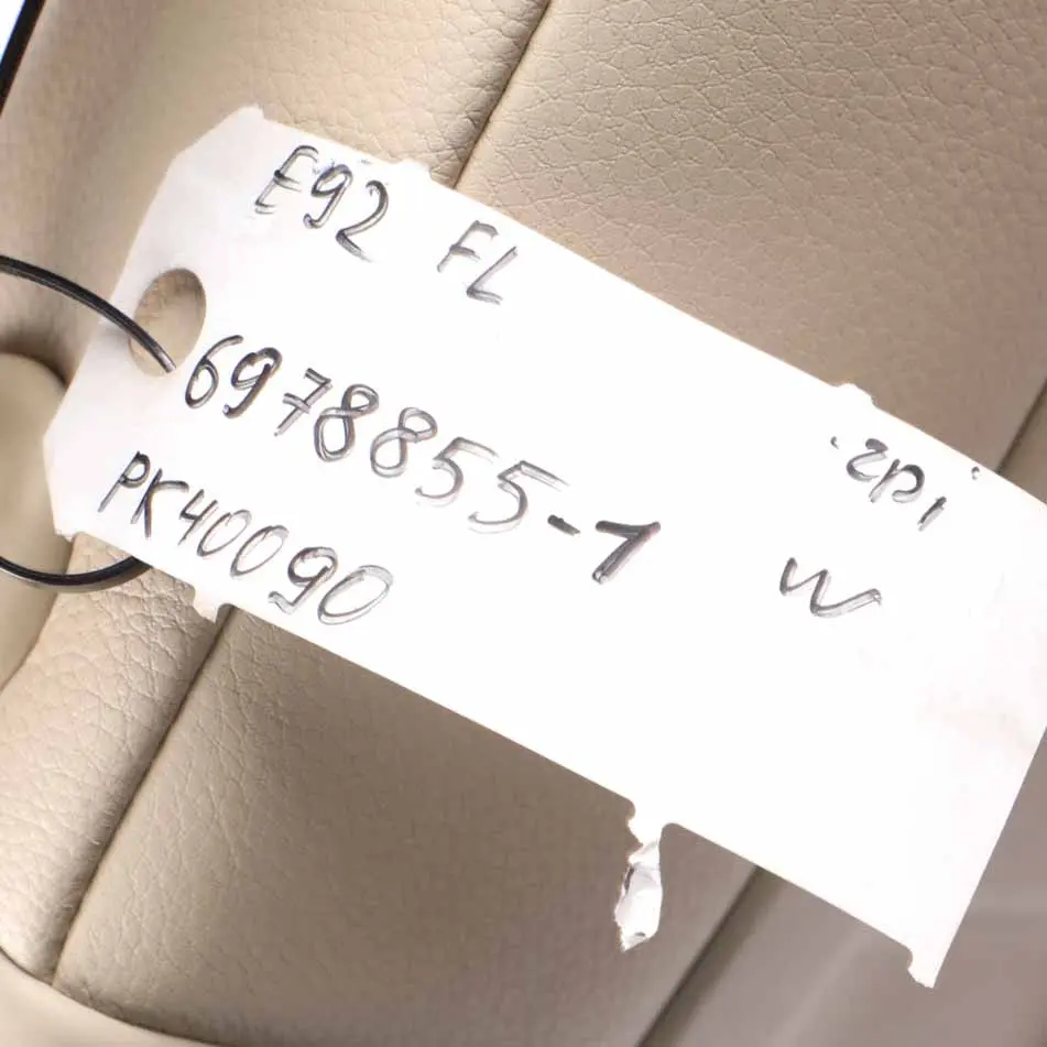 Front Seat BMW E92 Coupe Left N/S Creambeige Dakota Leather Interior Electric to with Part number 7253247 Front Seat BMW E92 Coupe Left N/S Creambeige Dakota Leather Interior Electric - SKU 6978855-1 - Part number 7253247