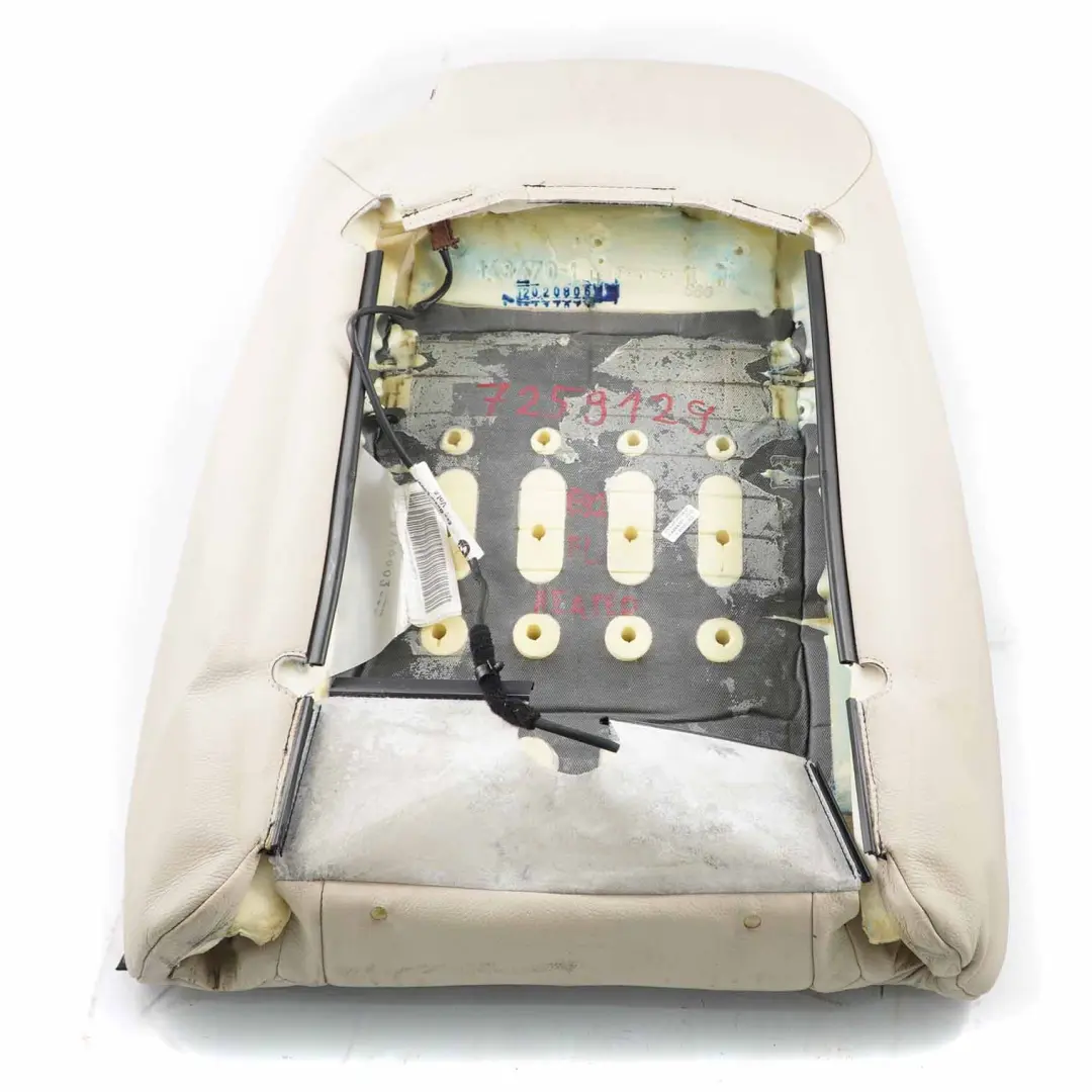Backrest Front Left N/S Heated Seat Covering Leather Cream Beige to BMW E92 Seat with Part number 7253247 BMW E92 Seat Backrest Front Left N/S Heated Seat Covering Leather Cream Beige - SKU 7253247 - Part number 7253247