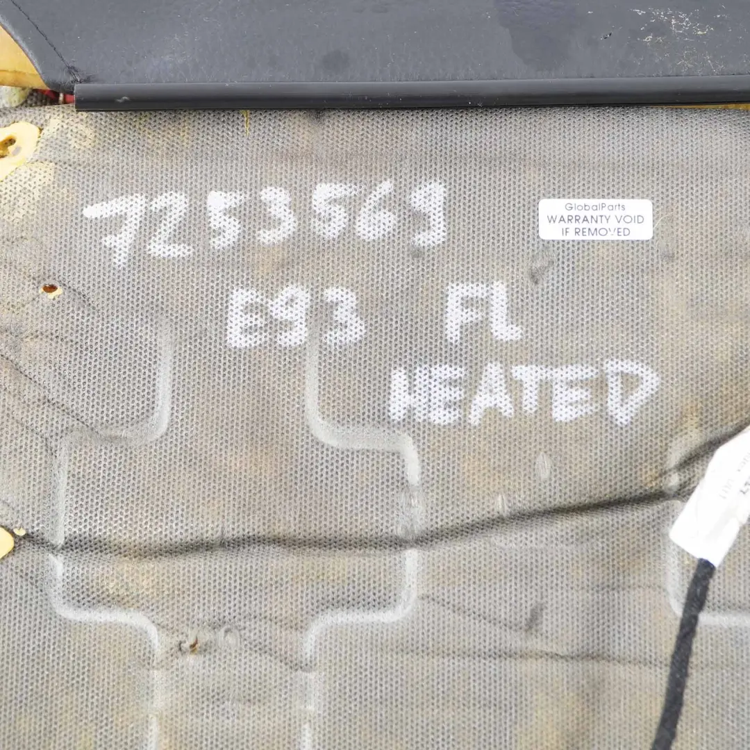 Delantero Izquierdo Calefactable Funda Asiento Deportivo Cuero Negro para BMW E93 con número de pieza 7253569 BMW E93 Delantero Izquierdo Calefactable Funda Asiento Deportivo Cuero Negro - SKU 7253569 - Número de pieza 7253569