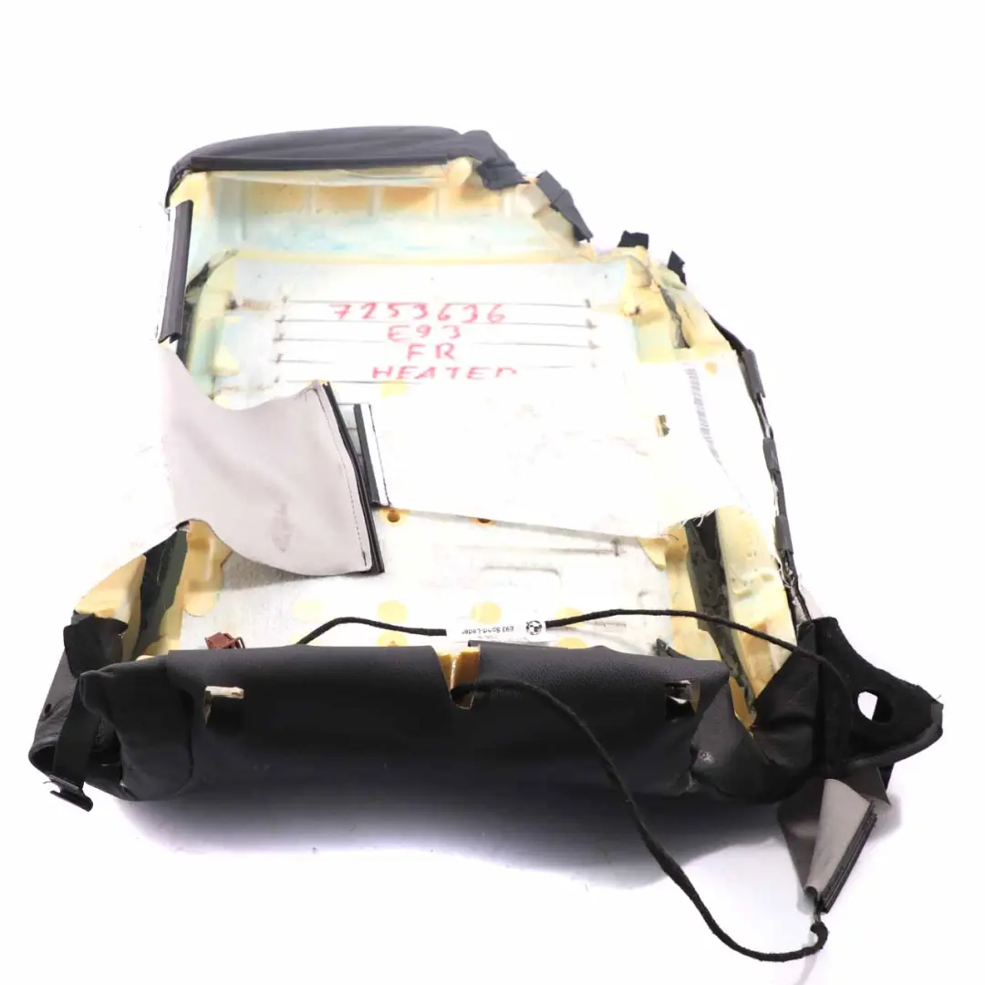 Front Seat Backrest BMW E93 Front Right O/S Heated Sport Cover Black Leather to with Part number 7253636 Front Seat Backrest BMW E93 Front Right O/S Heated Sport Cover Black Leather - SKU 7253636 - Part number 7253636