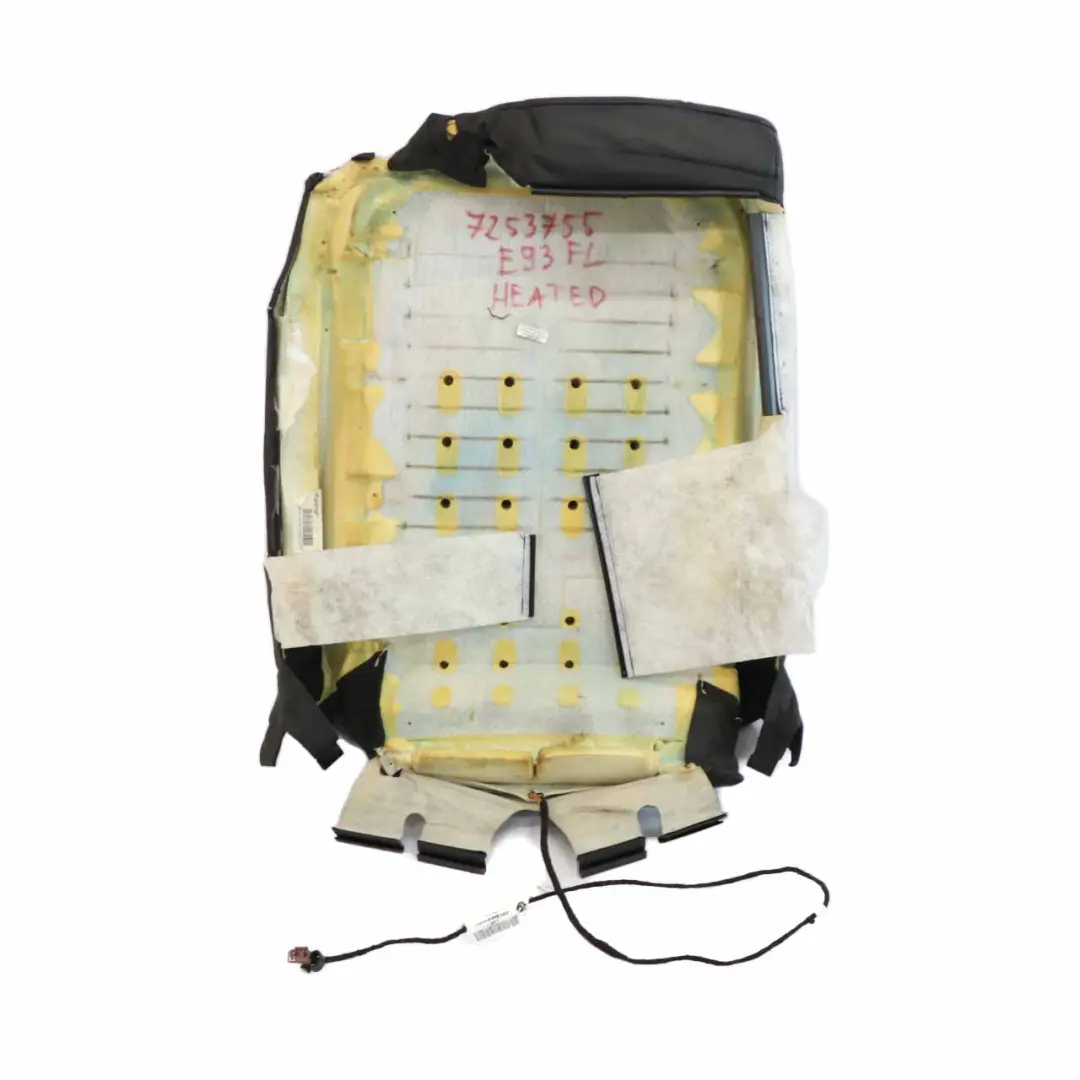 Funda Asiento Delantero Izquierdo Asiento Respaldo Interior Cuero Negro para BMW E93 con número de pieza 7253755 BMW E93 Funda Asiento Delantero Izquierdo Asiento Respaldo Interior Cuero Negro - SKU 7253755 - Número de pieza 7253755