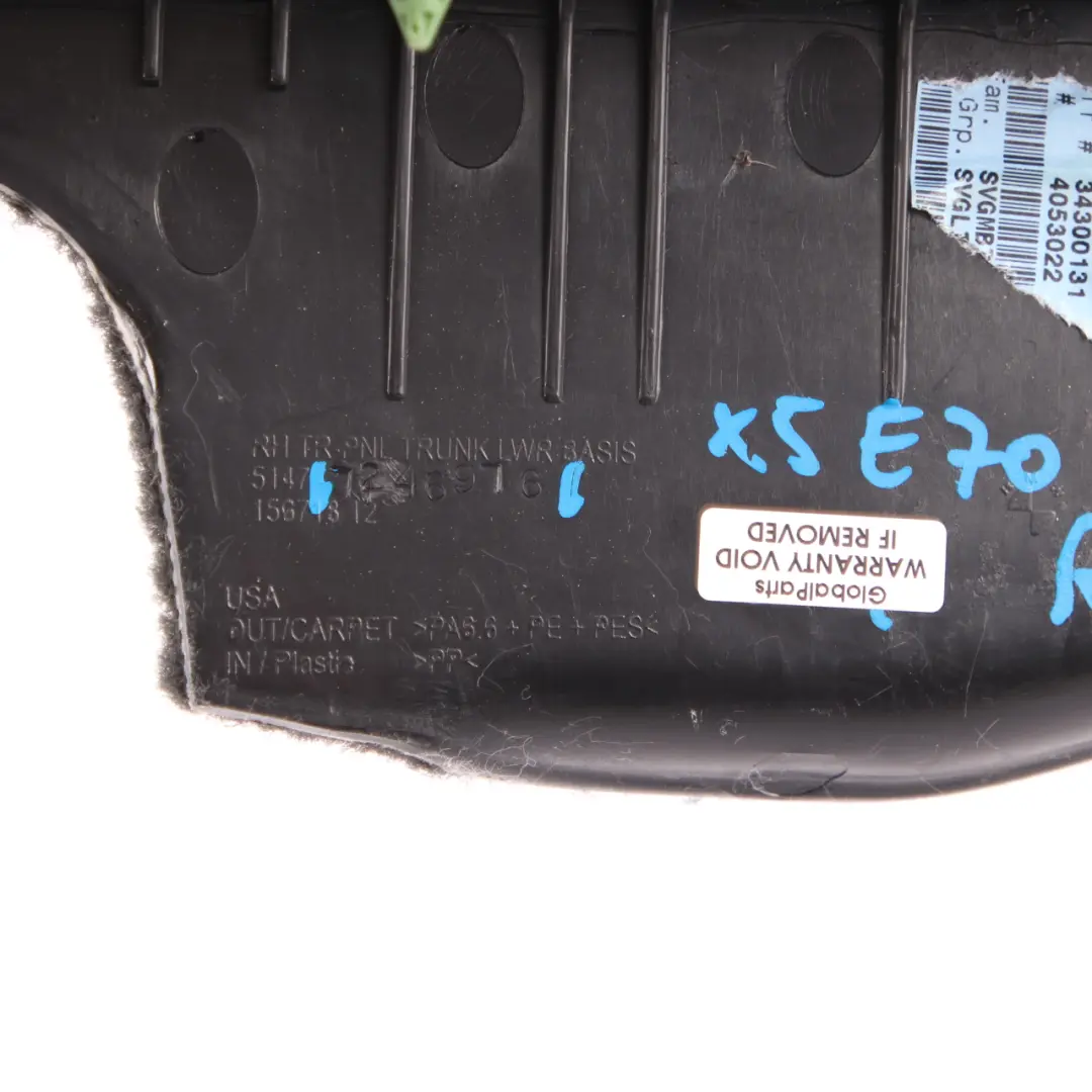 Panel Maletero Derecho Compartimento Inferior Antracita para BMW X5 E70 F15 con número de pieza 7253808 BMW X5 E70 F15 Panel Maletero Derecho Compartimento Inferior Antracita - SKU 7253808 - Número de pieza 7253808