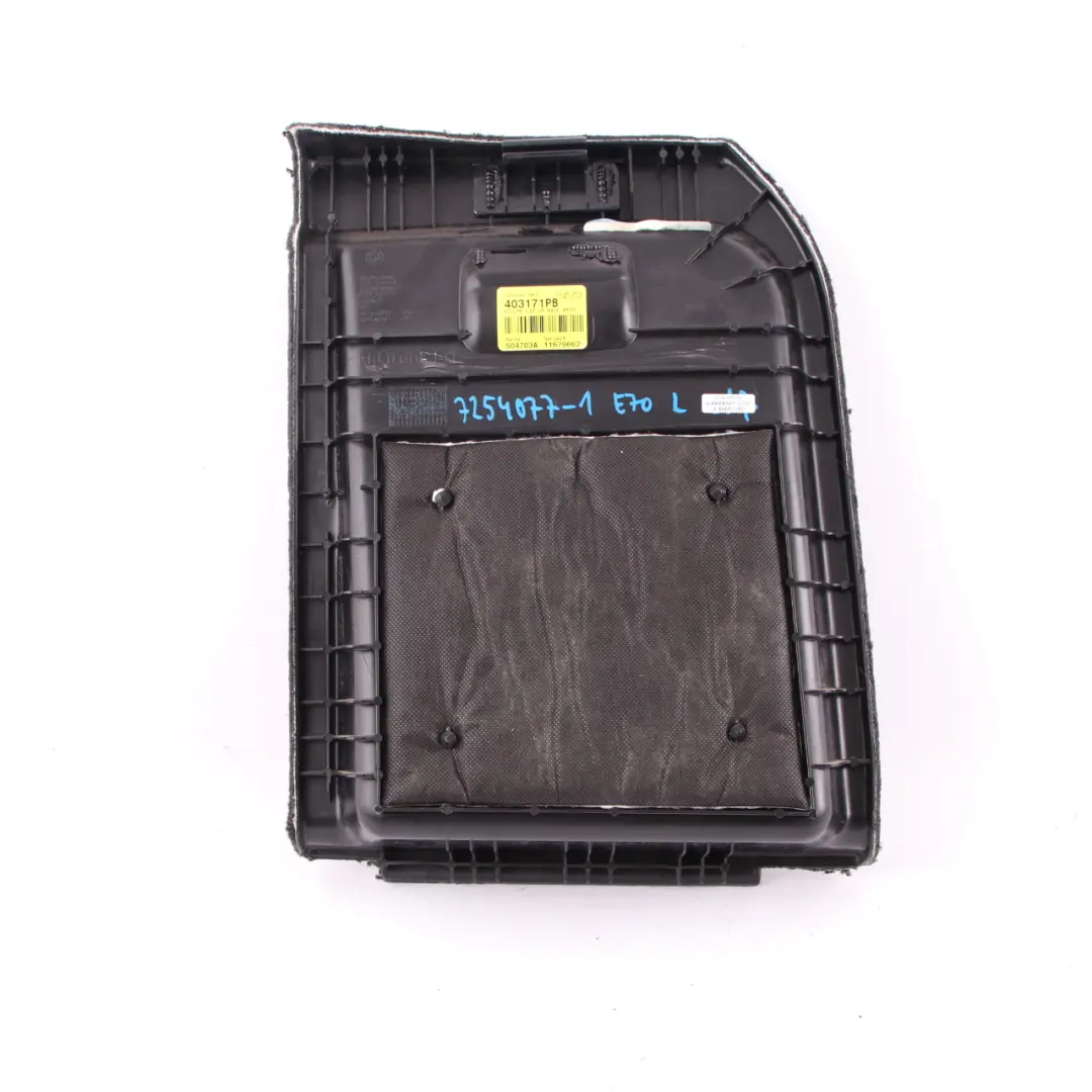Trunk Trim Cover BMW X5 E70 Left N/S Rear Carpet Flap Boot Panel Black 7145909 to with Part number 7254077 Trunk Trim Cover BMW X5 E70 Left N/S Rear Carpet Flap Boot Panel Black 7145909 - SKU 7254077 - Part number 7254077