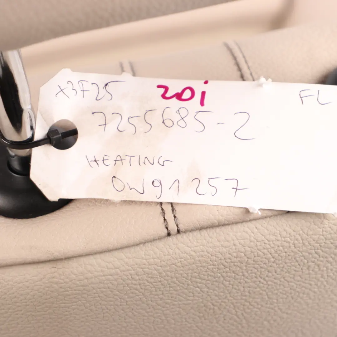 Front Seat BMW X3 F25 X4 F26 Sport Heated Left N/S Leather Nevada Oyster to with Part number 7255685 Front Seat BMW X3 F25 X4 F26 Sport Heated Left N/S Leather Nevada Oyster - SKU 7255685-2 - Part number 7255685