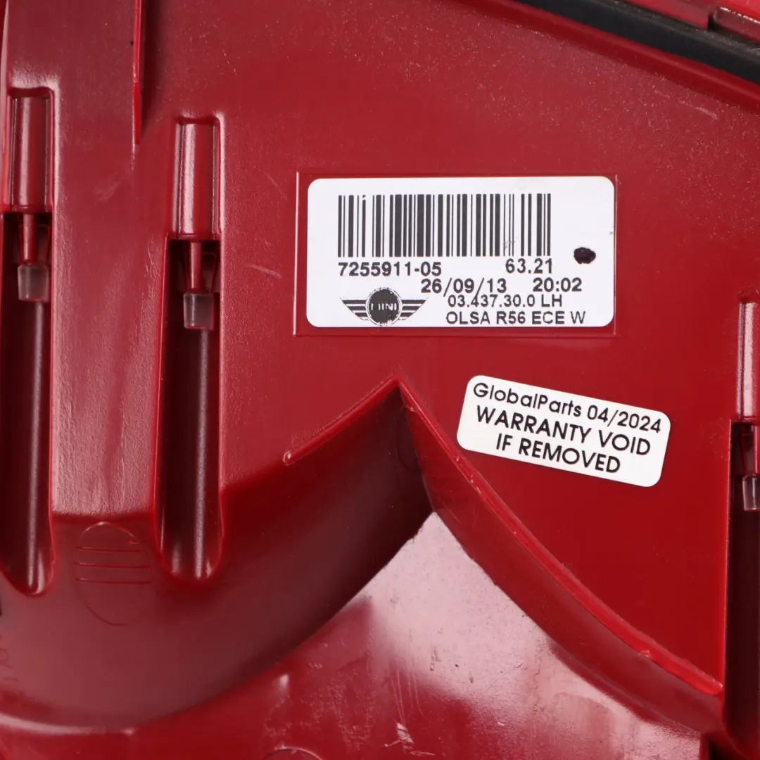 Rear Lamp Mini R56 R57 LCI R58 R59 Light Side Panel White Left N/S - SKU 7255911-5 - Part number 7255911