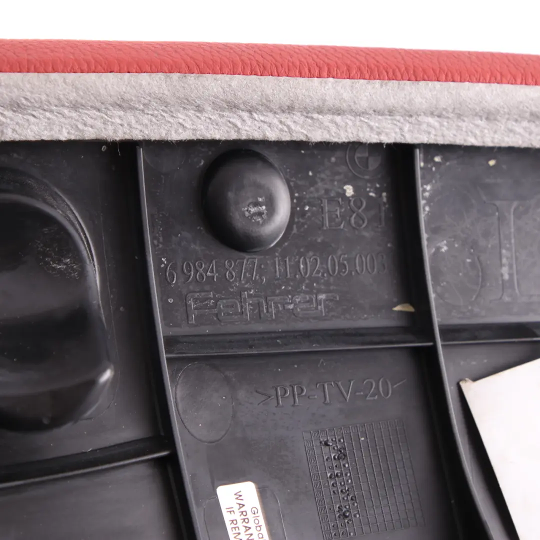 Side Finisher Rear Seat Corner Left N/S Leather Coral Red to BMW E81 E82 with Part number 7257009 BMW E81 E82 Side Finisher Rear Seat Corner Left N/S Leather Coral Red - SKU 7257009 - Part number 7257009