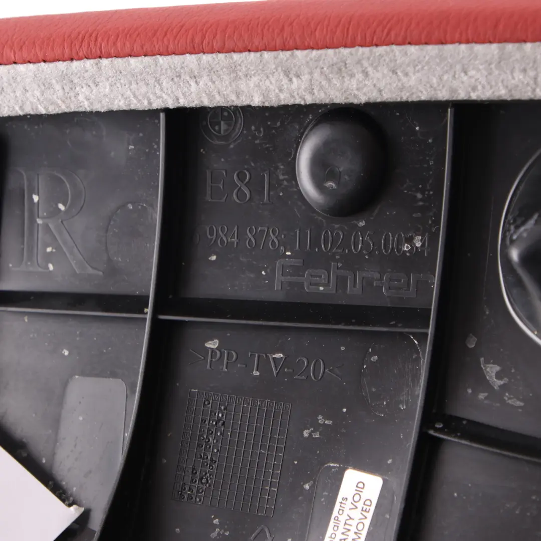 Side Finisher Rear Seat Corner Right O/S Leather Coral Red to BMW E81 E82 with Part number 7257010 BMW E81 E82 Side Finisher Rear Seat Corner Right O/S Leather Coral Red - SKU 7257010 - Part number 7257010