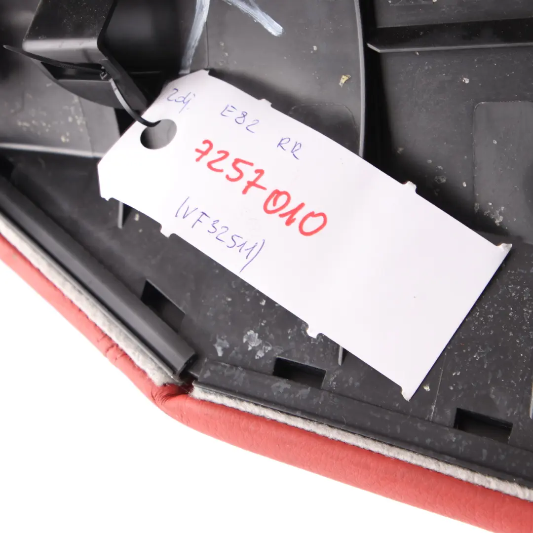 Side Finisher Rear Seat Corner Right O/S Leather Coral Red to BMW E81 E82 with Part number 7257010 BMW E81 E82 Side Finisher Rear Seat Corner Right O/S Leather Coral Red - SKU 7257010 - Part number 7257010