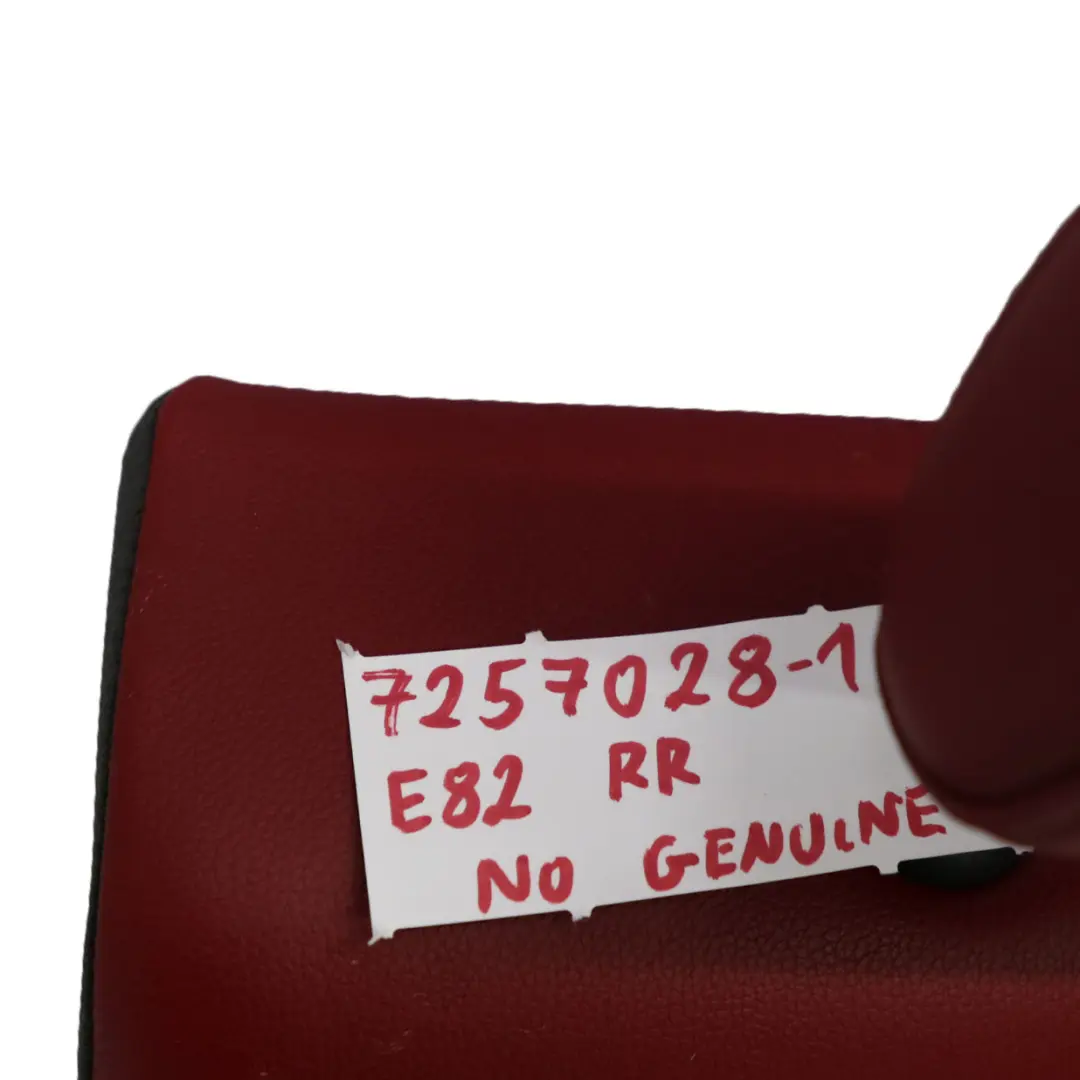 Backrest Rear Right O/S Covering Leather Boston Coral Red to BMW E82 Seat with Part number 7257028 BMW E82 Seat Backrest Rear Right O/S Covering Leather Boston Coral Red - SKU 7257028 - Part number 7257028