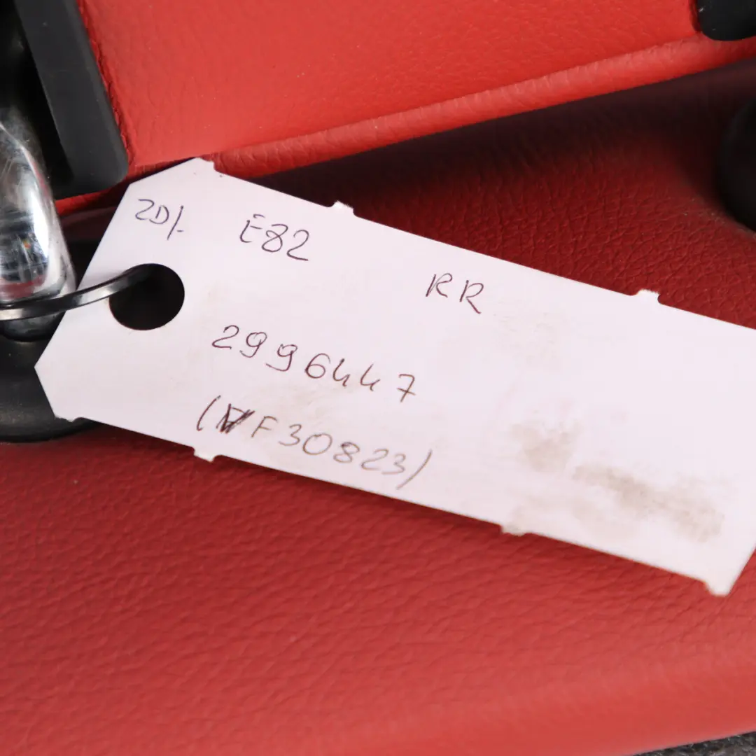 Backrest Rear Right O/S Covering Leather Boston Coral Red to BMW E82 Seat with Part number 7257028 BMW E82 Seat Backrest Rear Right O/S Covering Leather Boston Coral Red - SKU 7257028 - Part number 7257028