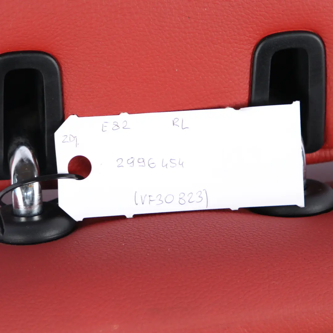 Backrest Rear Left N/S Covering Leather Boston Coral Red to BMW E82 Seat with Part number 7257033 BMW E82 Seat Backrest Rear Left N/S Covering Leather Boston Coral Red - SKU 7257033 - Part number 7257033