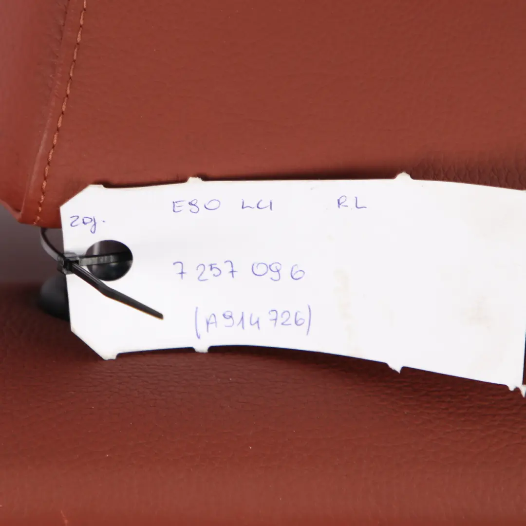 Rear Seat Backrest BMW E90 LCI Left N/S Cover Red Brown Leather Ski Bag Insert - SKU 7257096 - Part number 7257096