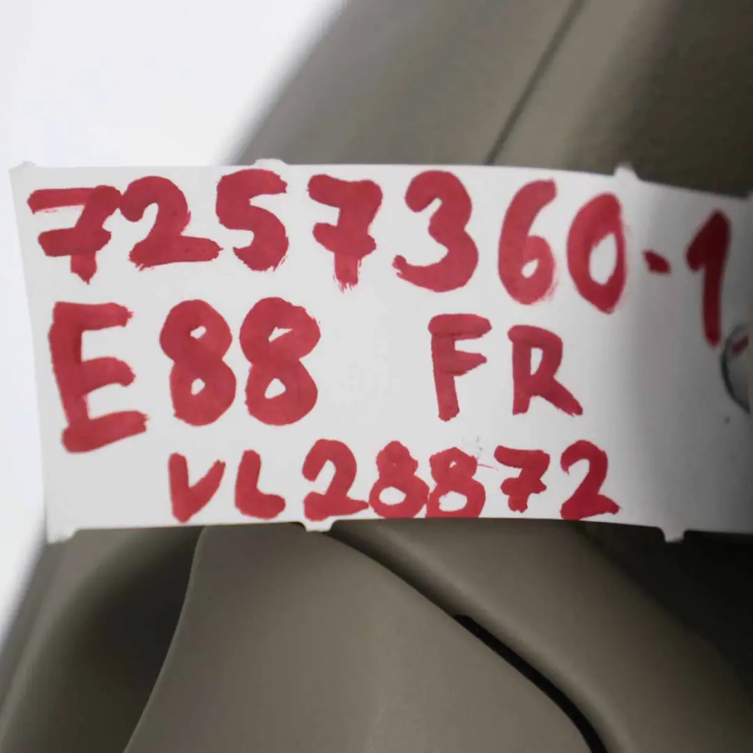 BMW E88 Fotel Prawy Przedni Skóra Beżowa Grzanie - SKU 7257360-1 - Numer Części 7257360