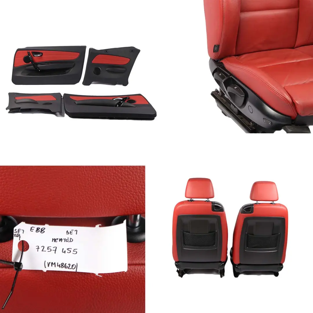 Seats BMW E82 Coupe Heated M Sport Red Leather Front Rear Seat Door Cards to with Part number 7257455 Seats BMW E82 Coupe Heated M Sport Red Leather Front Rear Seat Door Cards - SKU 7257455-1 - Part number 7257455