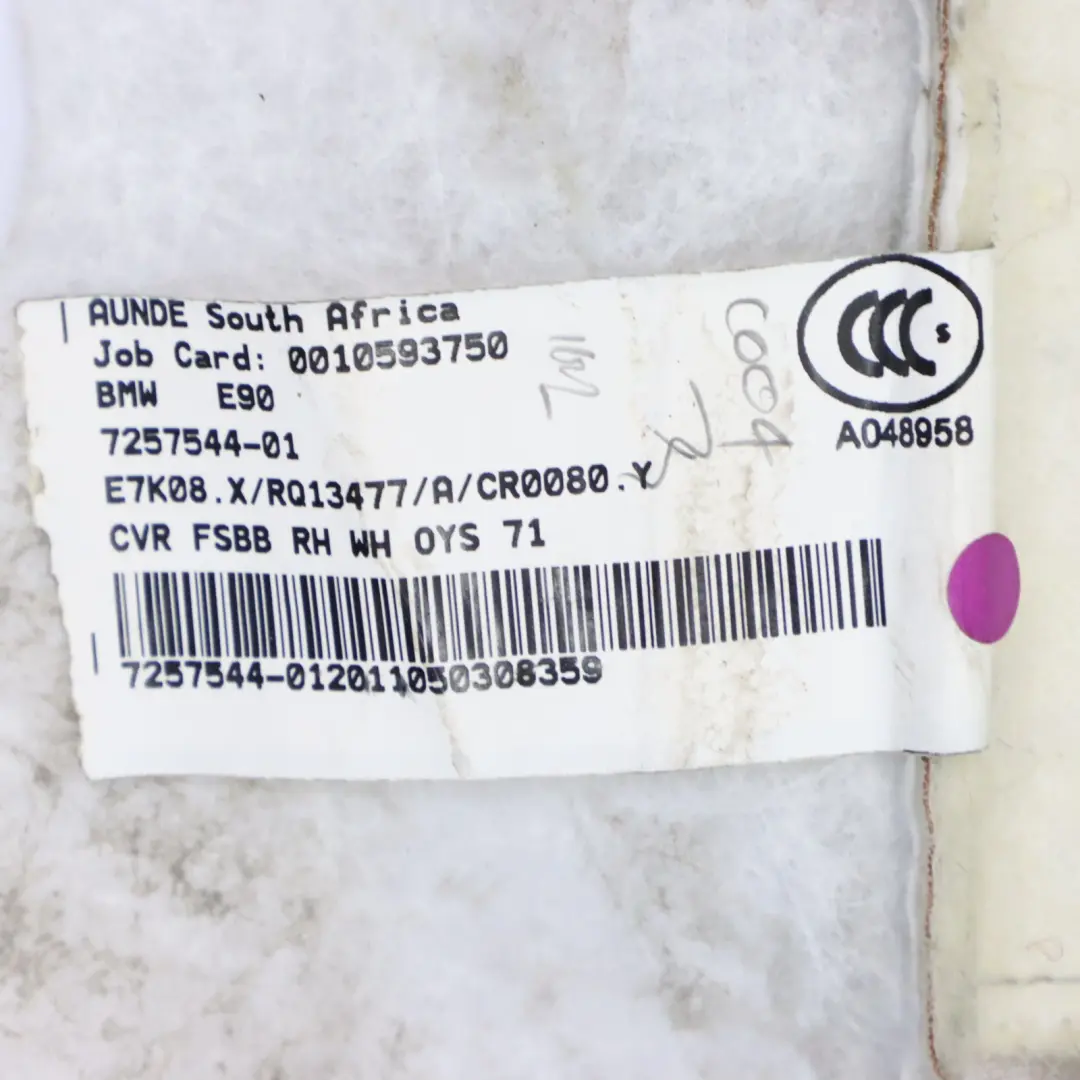  Respaldo Asiento BMW E90 E91 LCI Delantero Derecho Calefactable Respaldo Cuero - SKU 7257544-4 - Número de pieza 7257544