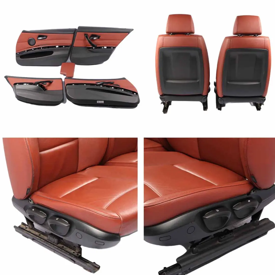 Leather Seats BMW E90 LCI Saloon Red Brown Dakota Interior Seat with Door Cards to with Part number 7257553 Leather Seats BMW E90 LCI Saloon Red Brown Dakota Interior Seat with Door Cards - SKU 7257553-1 - Part number 7257553