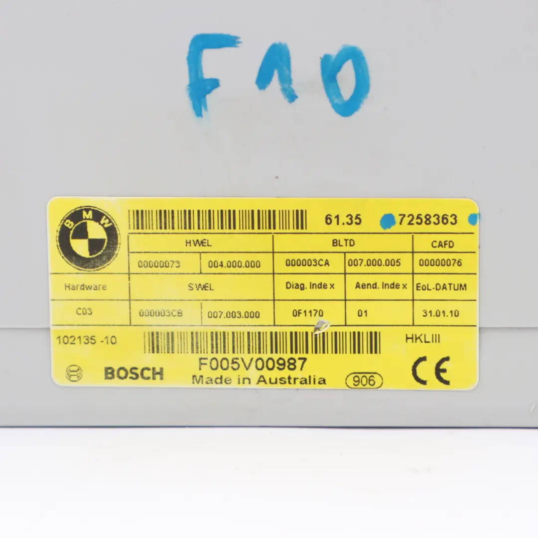 BMW F10 F25 F25 F01 F03 Tailgate Lift Rear Function Module Control Unit - SKU 7258363 - Part number 7394649