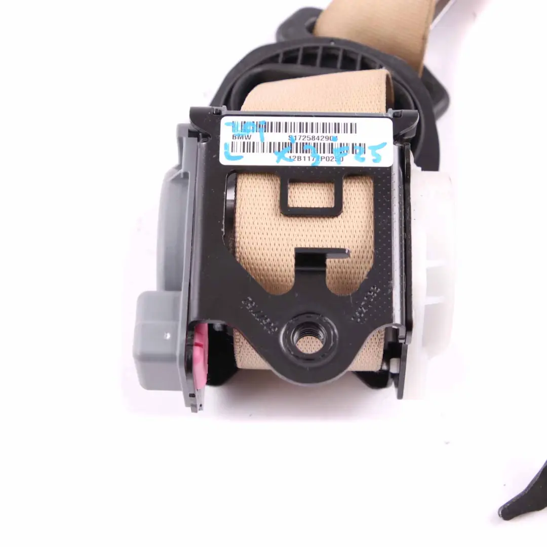 Belt BMW X3 F25 X4 F26 Upper Seatbelt Front Left N/S Safety Beige to Seat with Part number 7258429 Seat Belt BMW X3 F25 X4 F26 Upper Seatbelt Front Left N/S Safety Beige - SKU 7258429 - Part number 7258429