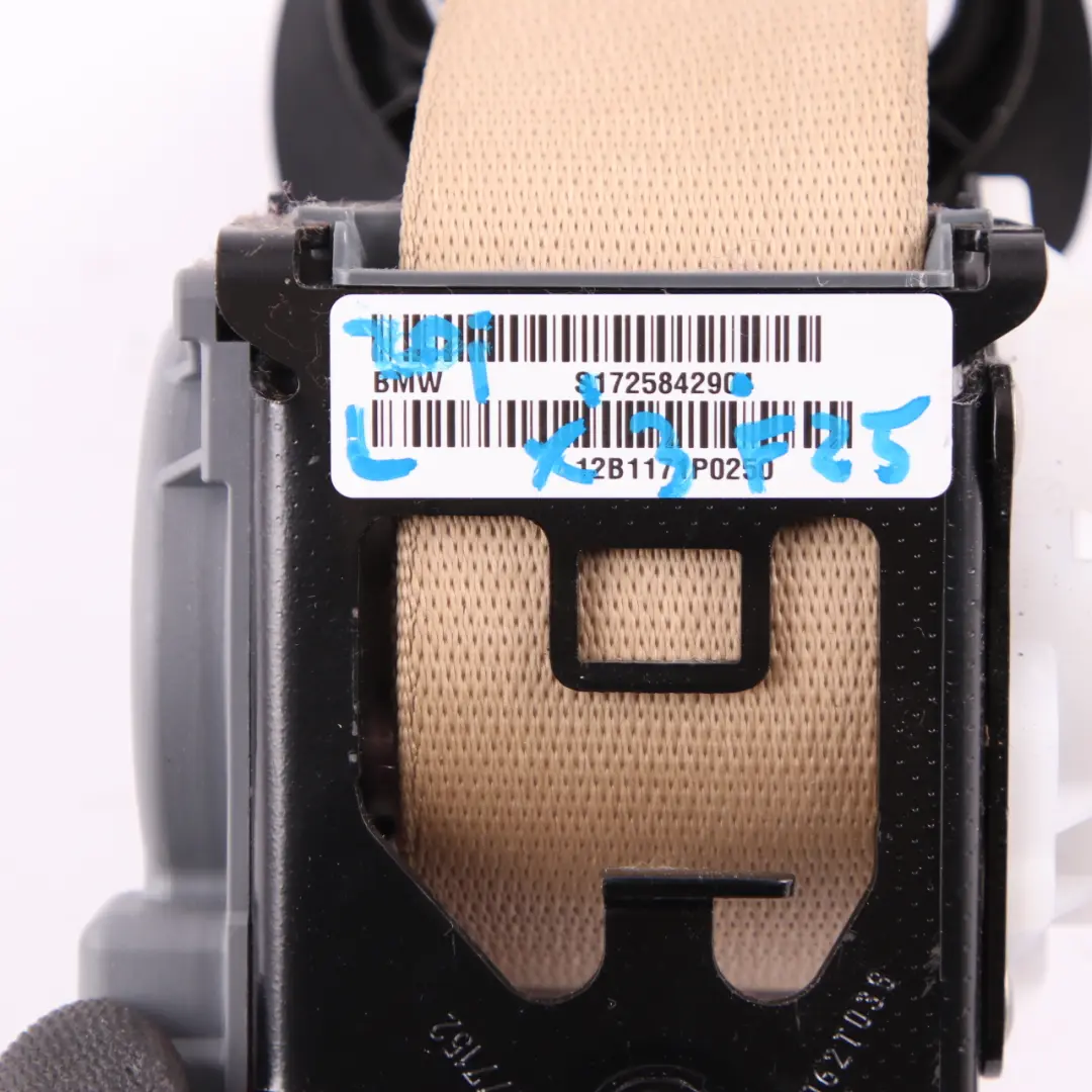 Belt BMW X3 F25 X4 F26 Upper Seatbelt Front Left N/S Safety Beige to Seat with Part number 7258429 Seat Belt BMW X3 F25 X4 F26 Upper Seatbelt Front Left N/S Safety Beige - SKU 7258429 - Part number 7258429