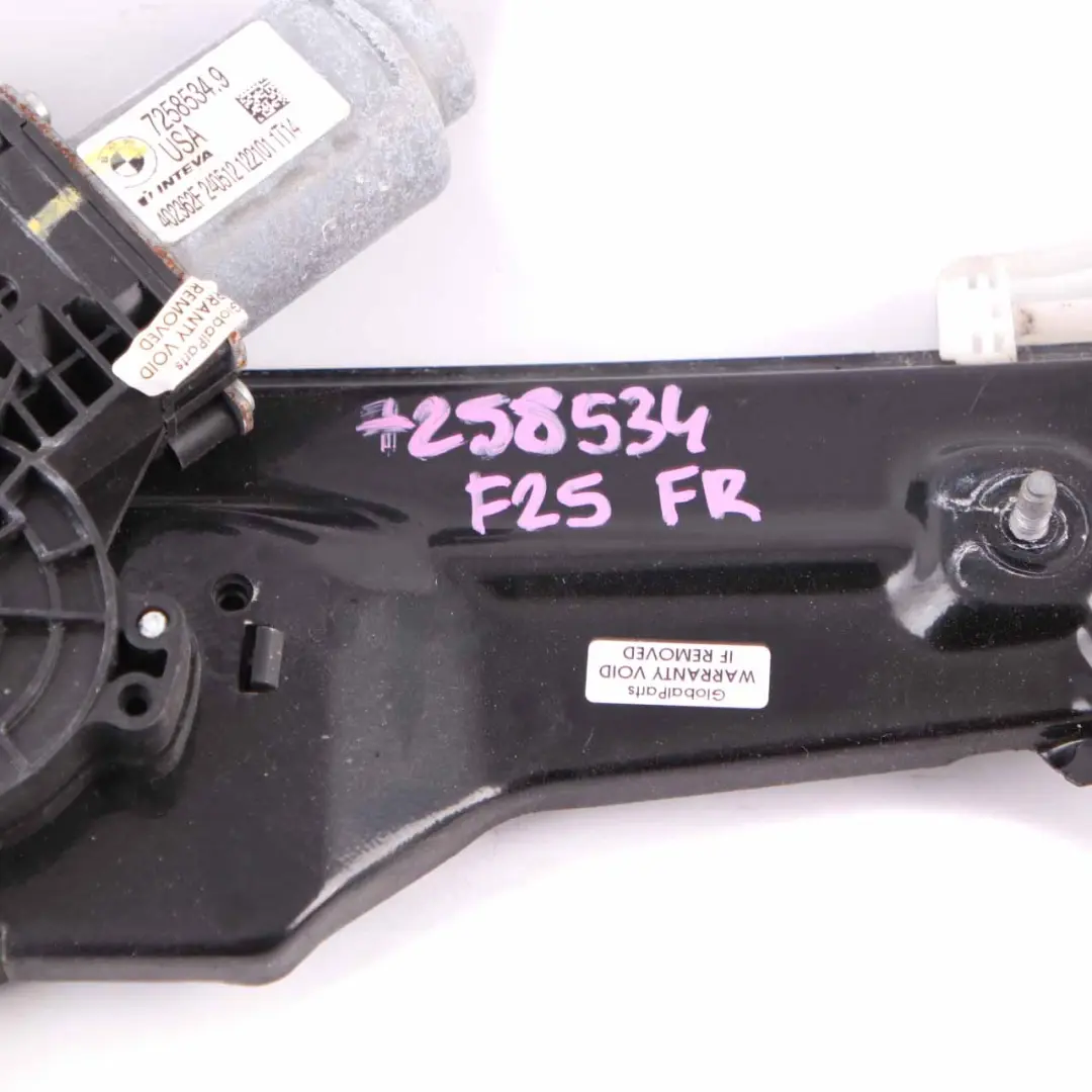 BMW X3 F25 Window Lifter Front Door Right O/S Regulator Mechanism Motor - SKU 7258534 - Part number 7258534