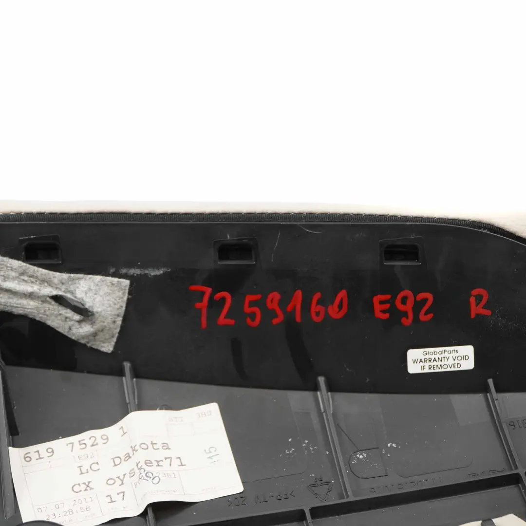 BMW E92 Coupe Seitenverkleidung Rücksitz rechts Leder Dakota Oyster - SKU 7259160 - Teilenummer 7259160