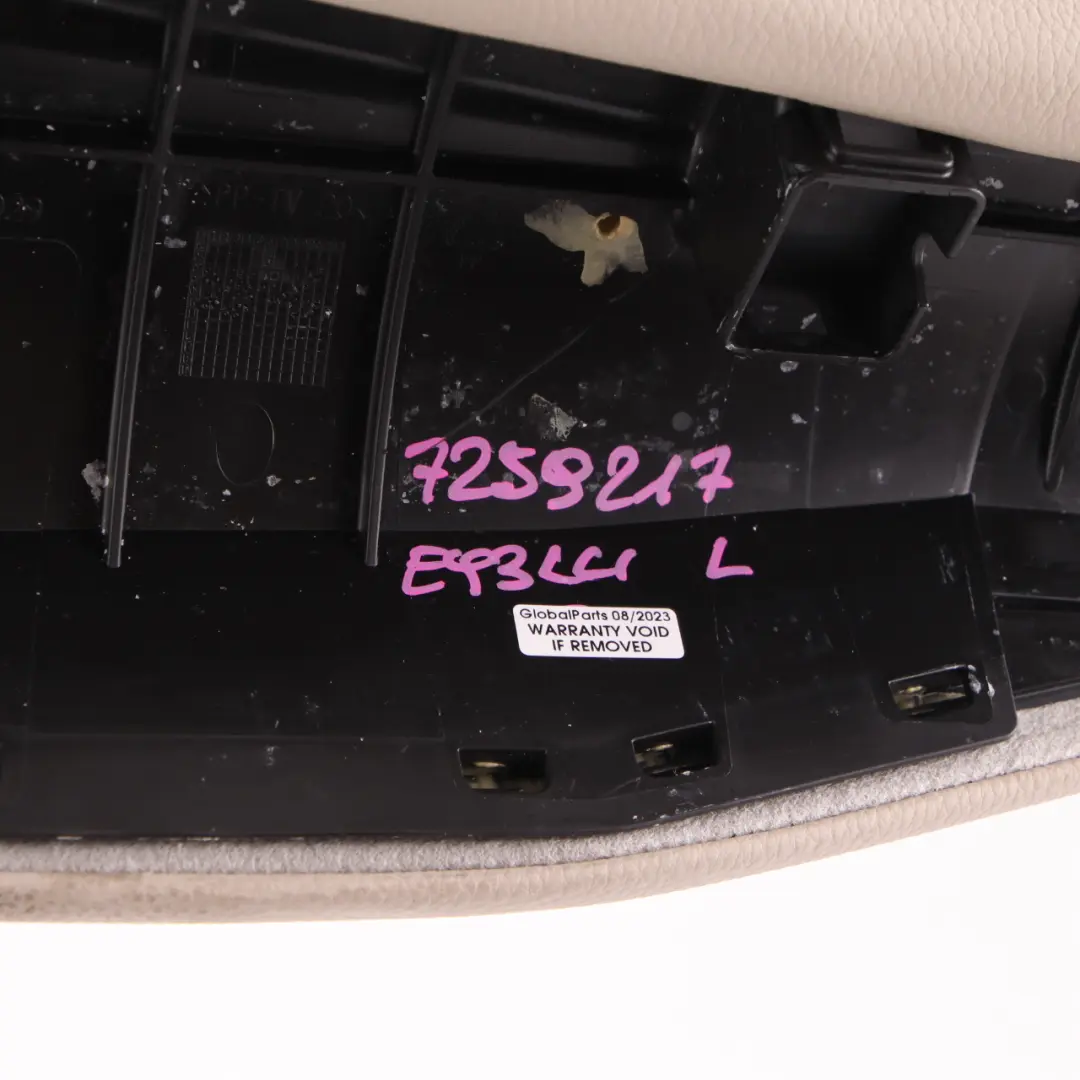 Lateral Panel Rear Seat Left N/S Finisher Cover Leather Oyster to BMW E93 with Part number 7259217 BMW E93 Lateral Panel Rear Seat Left N/S Finisher Cover Leather Oyster - SKU 7259217 - Part number 7259217