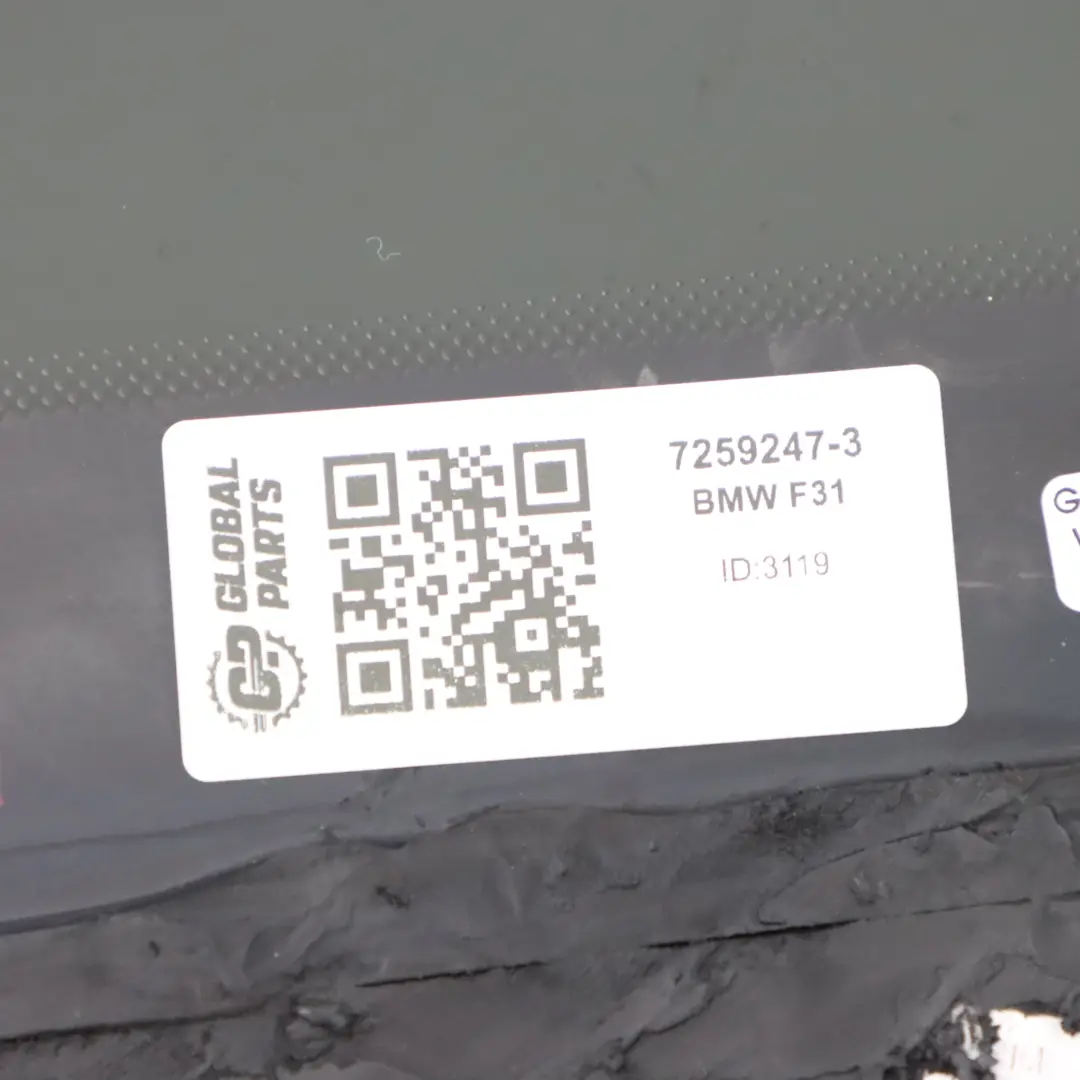 Finestrino posteriore sinistro Nero AS3 Vetro SSG per BMW F31 Touring con numero di parte 7259247 BMW F31 Touring Finestrino posteriore sinistro Nero AS3 Vetro SSG - SKU 7259247-3 - Numero di parte 7259247
