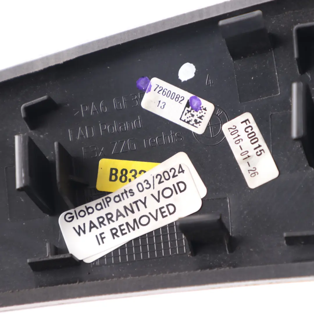 BMW F30 F31 F32 Osłona Uchwytu Drzwi Szczotkowane Aluminium - SKU 7260082 - Numer Części 7260082